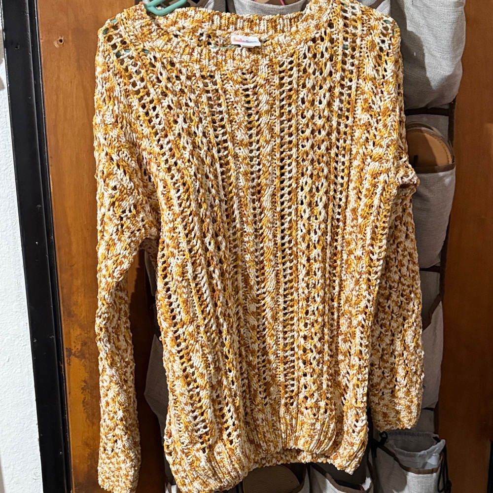 LuLaRoe Marled Knit Sweater in Yellow and White